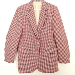 Stanley Blacker Mens Small 36 38 Red White Gingham Seersucker Vtg Blazer Jacket